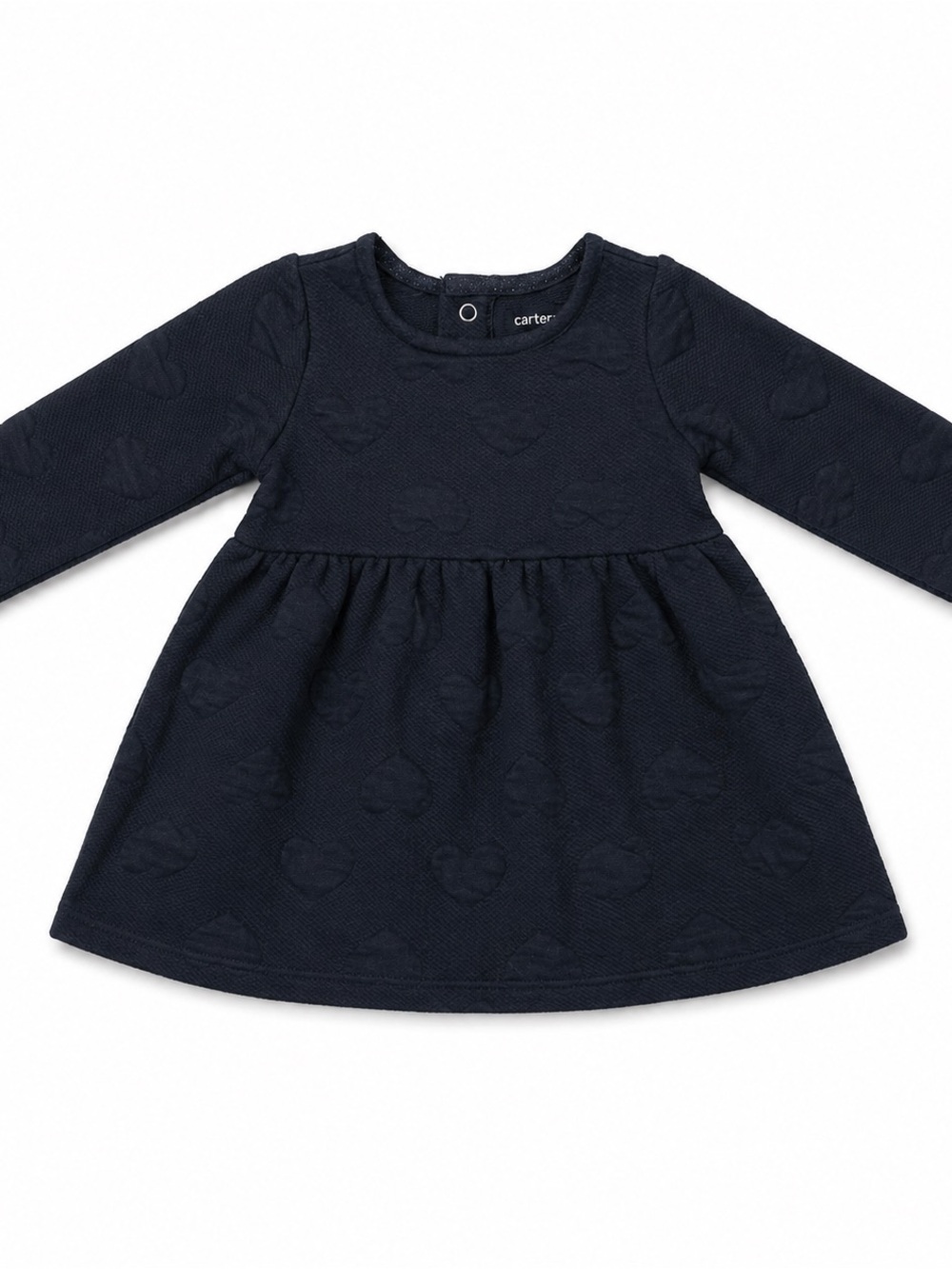 Carter's Dark Navy Long-Sleeve Heart-Embossed Knit Dress